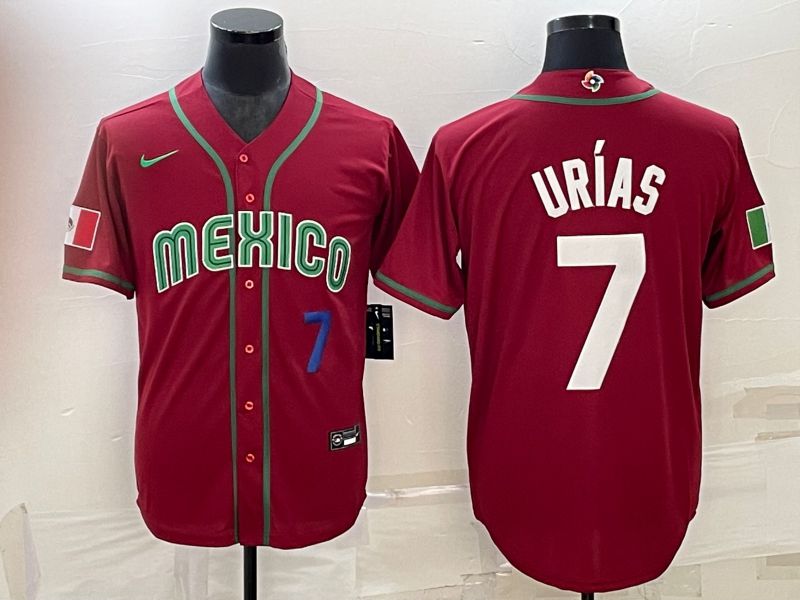 Men 2023 World Cub Mexico #7 Urias Red Nike MLB Jersey28->more jerseys->MLB Jersey